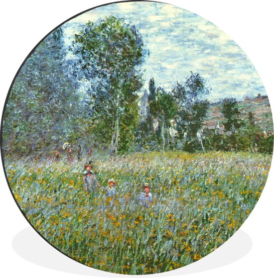 WallCircle - Wandcirkel - Muurcirkel - De weide - Claude Monet - Aluminium - Dibond - ⌀ 60 cm - Binnen en Buiten