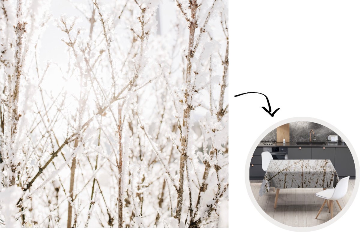 Tafelkleed - Tafellaken - 100x100 cm - Winter - Takken - IJs - Binnen en Buiten
