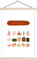 Posterhanger incl. Poster 120x180 cm - Schoolplaat - Kerstballen - Cadeaus - Fruit - Quote - Textielposter - Blanke latten