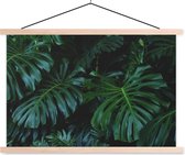 Posterhanger incl. Poster 120x80 cm - Schoolplaat - Jungle - Blad - Groen - Textielposter - Blanke latten