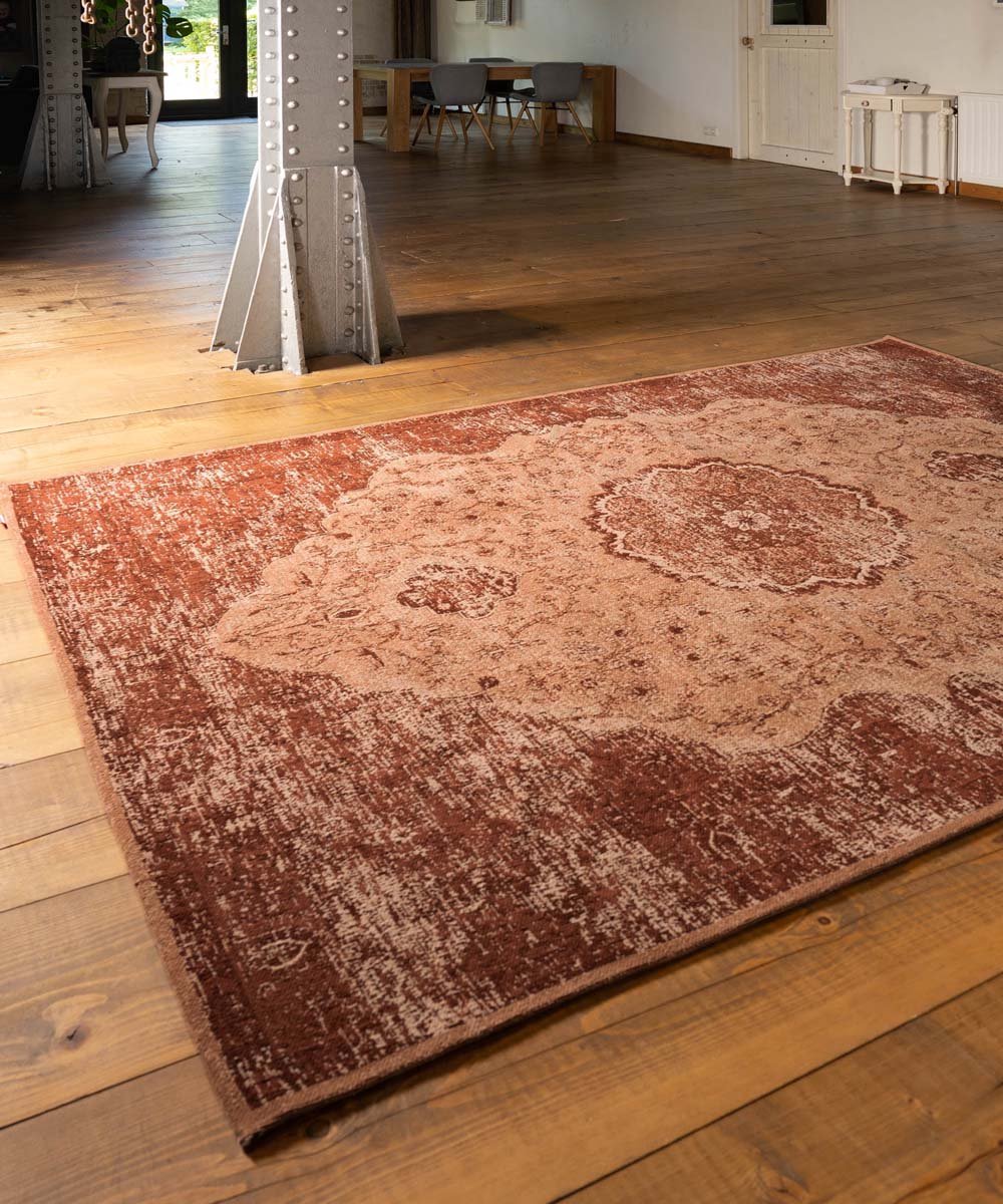 Vintage vloerkleed Village - roestbruin 140x200 cm