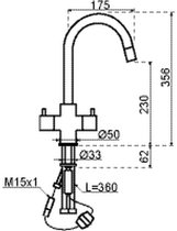 Lanesto Due HD Tweegreepskeukenmengkraan RVS-PVD met uittrekbare perlator