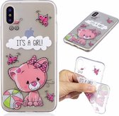 Apple iPhone X / iPhone XS hoesje - doorzichtige gel case met print - katje - GSM Hoesje - Telefoonhoesje Geschikt Voor: Apple iPhone XS / iphone X