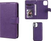 Apple iPhone 12 Mini hoesje, MobyDefend Luxe 2-in-1 Wallet Book Case Met Uitneembare Backcover, Paars | GSM Hoesje / Telefoonhoesje Geschikt Voor: Apple iPhone 12 Mini