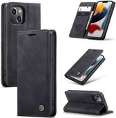 Caseme Geschikt voor Apple iPhone 13 Mini Retro Wallet Case - Zwart