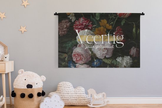 Tapisserie - Toile Murale - Mariage - Proverbes - Quarante Ans Mariés - Anniversaire - Citations - 120x80 cm - Tapisserie