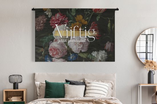 Tapisserie - Toile murale - cinquante ans de mariage - Citations - Anniversaire - Se marier - Dictons - 180x120 cm - Tapisserie