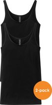 SCHIESSER Cotton Essentials dames singlet (2-pack), hemd model, zwart -  Maat: L