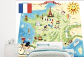 Behang - Fotobehang Kaart van Frankrijk in cartoon stijl - Breedte 275 cm x hoogte 220 cm