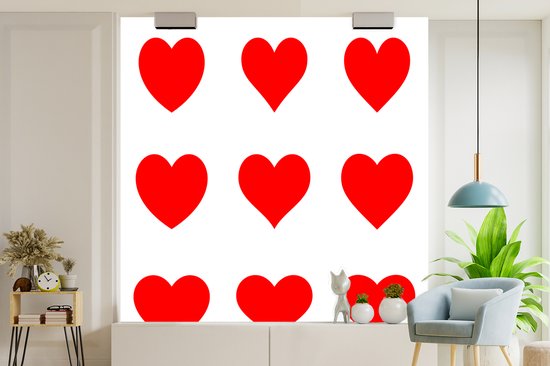 Papier peint photo peint vinyle - Une illustration avec neuf coeurs rouges largeur 260 cm x hauteur 260 cm - Tirage photo sur papier peint (disponible en 7 tailles)