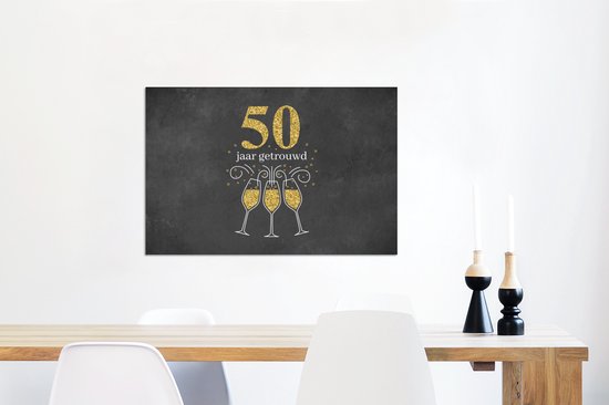 Décoration murale Métal - Peinture Aluminium Industrielle - Mariage - 50 ans mariés - Citations - Énonciations - 90x60 cm - Dibond - Photo sur aluminium - Décoration murale industrielle - Pour le salon / chambre