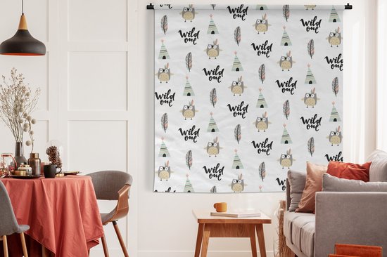 Tapisserie - Tapisserie - Hibou - Citation - Motif - 180x180 cm - Tapisserie