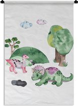 Wandkleed - Wanddoek - Dinosaurus - Kinderkamer - Wolken - Jongens - Meisjes - Kinderen - Kind - 120x180 cm - Wandtapijt