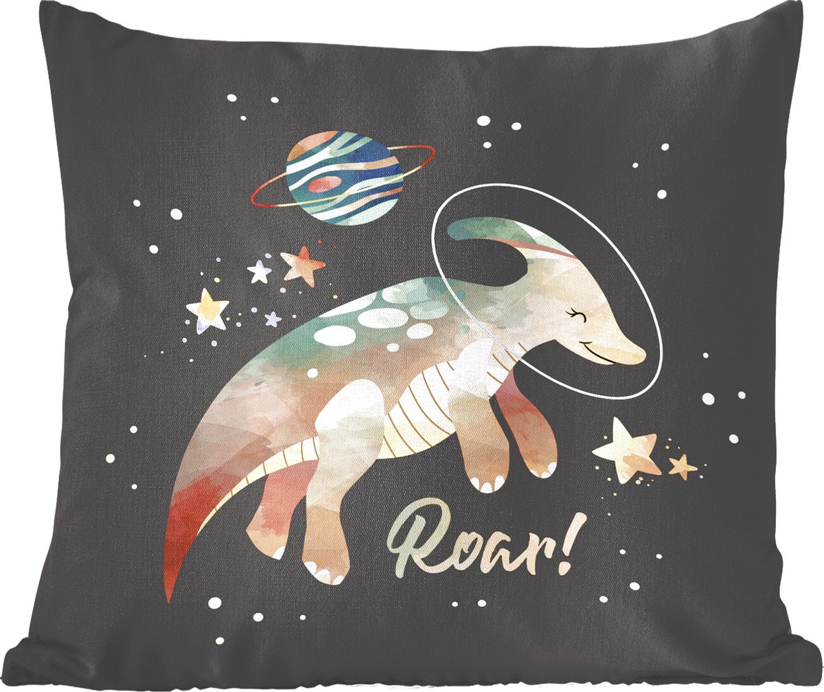 Sierkussens - Kussentjes Woonkamer - 60x60 cm - Quotes - 'Roar' - Spreuken - Ruimte - Jongens - Kids - Meiden - Kinderen