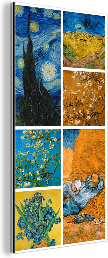 Wanddecoratie Metaal - Aluminium Schilderij Industrieel - Van Gogh - Collage - Oude Meesters - 20x40 cm - Dibond - Foto op aluminium - Industriële muurdecoratie - Voor de woonkamer/slaapkamer