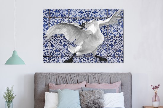 Décoration murale Métal - Peinture Aluminium - Cygne - Jan Asselijn - Blauw de Delft - 150x100 cm