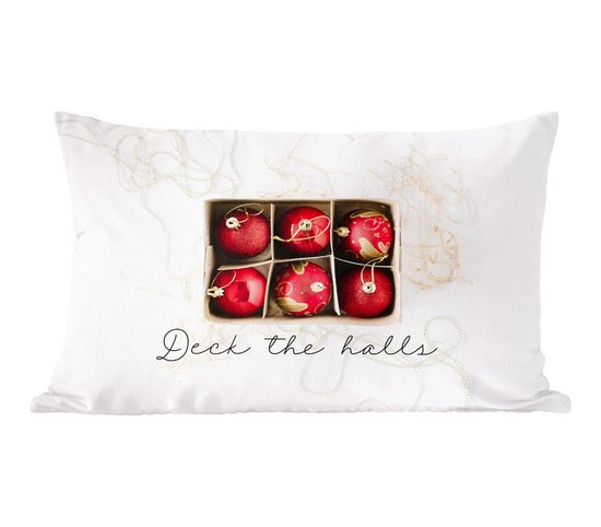 Sierkussens - Kussentjes Woonkamer - 60x40 cm - Kerstballen - Rood - Goud - Kerstversiering - Kerstdecoratie voor binnen - Woonkamer