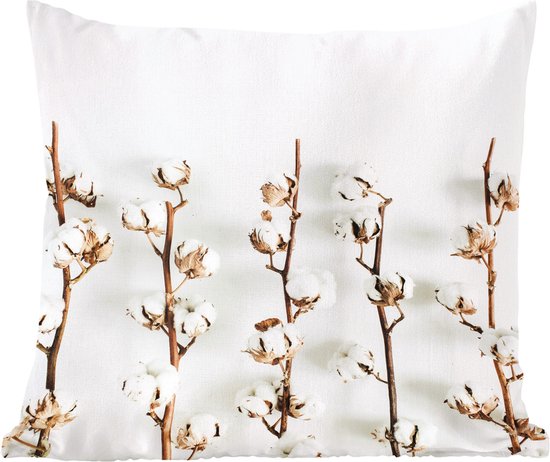Sierkussens - Kussentjes Woonkamer - 50x50 cm - Katoen - Wit - Takken - Kerstversiering - Kerstdecoratie voor binnen - Woonkamer