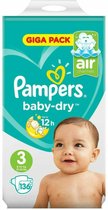 Couches Pampers Baby Dry - Taille 3-6 à 10kg -136 pièces