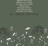 Ansichtkaart met envelop - A6 - 10x15cm - Groen - Christelijk - All things for good - 4 stuks