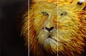 Peinture 3 trappe lion aluminium 90 x 60 Artello à la main - Peinture salon - Peinture chambre - Métal - Moderne