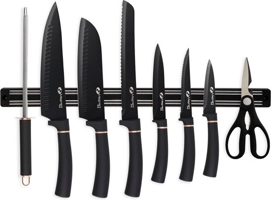 MAGNANI Ensemble de couteaux noir en acier inoxydable, Set de couteaux de  cuisine 8... | bol.com