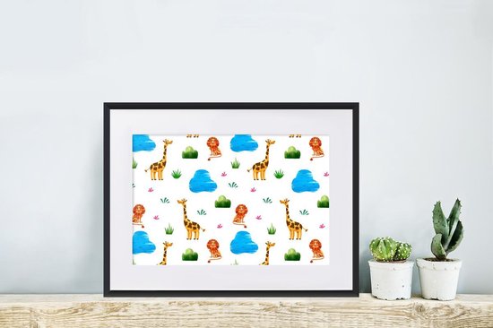 Cadre photo avec poster - Lion - Design - Animaux - Enfant - 40x30 cm - Cadre poster