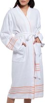 Hamam Badjas Krem Sultan Kimono White Melon - M - unisex - hotelkwaliteit - sauna badjas - luxe badjas - dunne zomer badjas - ochtendjas