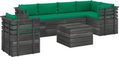 Decoways - 7-delige Loungeset met kussens pallet massief grenenhout