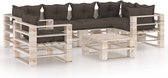 Decoways - 7-delige Loungeset met kussens pallet grenenhout