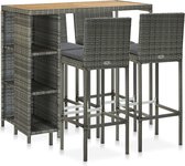 Decoways - 5-delige Tuinbarset met kussens poly rattan grijs