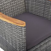 Decoways - 3-delige Tuinset poly rattan en acaciahout grijs