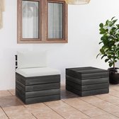 Decoways - 2-delige Loungeset met kussens pallet massief grenenhout