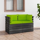 Decoways - Tuinbank 2-zits met kussens pallet massief grenenhout