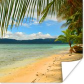 Poster Strand en palmbomen bij de San Blas-eilanden bij Panama - 75x75 cm