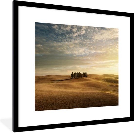 Fotolijst incl. Poster - Toscane - Bomen - Italië - 40x40 cm - Posterlijst