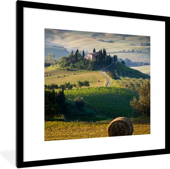 Fotolijst incl. Poster - Toscane - Landschap - Groen - 40x40 cm - Posterlijst