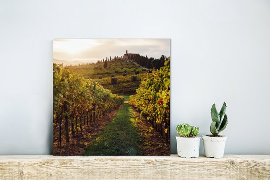 Décoration murale Métal - Peinture Aluminium Industriel - Toscane - Paysage - Vignobles - 20x20 cm - Dibond - Photo sur aluminium - Décoration murale industrielle - Pour le salon/chambre