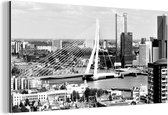 Wanddecoratie Metaal - Aluminium Schilderij Industrieel - Rotterdam - Skyline - Zwart - Wit - 80x40 cm - Dibond - Foto op aluminium - Industriële muurdecoratie - Voor de woonkamer/slaapkamer
