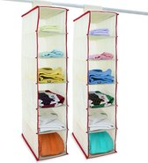 DUB 2x garderobekasthanger met 6 vakken in beige/rood