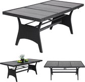 Casa Polyrattan tafel zwart 190x90x75cm met WPC tafelblad