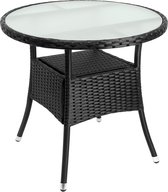 Poly Rattan Ronde Bijzettafel / Tuintafel - 80 cm doorsnede - Zwart