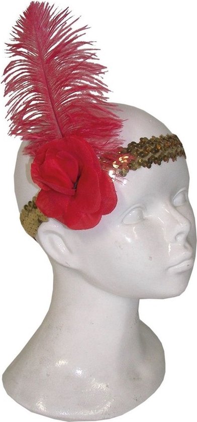 2x stuks charleston jaren 20 verkleed hoofdband met rode veer - Carnaval  accessoires | bol.com