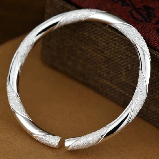 N3 Collecties 925 zilveren twist geweven dames armband, stevige open armband