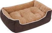 Homestoreking Zachte Hondenslaapbank met Afneembaar Kussen - 90 x 25 x 75 cm - Bruin en Beige