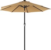 Parasol met LED solar verlichting taupe