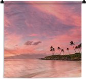 Wandkleed - Wanddoek - Strand - Palmboom - Roze - 180x180 cm - Wandtapijt