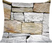Sierkussen - Stenen Muur Zonder Cement - Multicolor - 45 Cm X 45 Cm