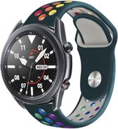 Strap-it Siliconen sport bandje - geschikt voor Samsung Galaxy Watch 3 45mm / Galaxy Watch 1 46mm / Gear S3 Classic & Frontier - dennengroen/kleurrijk