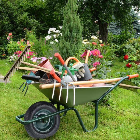Relaxdays kruiwagenwiel - 4.80/4.00-8 - met luchtband - stalen velg - zwart-groen van Relaxdays — afbeelding 5